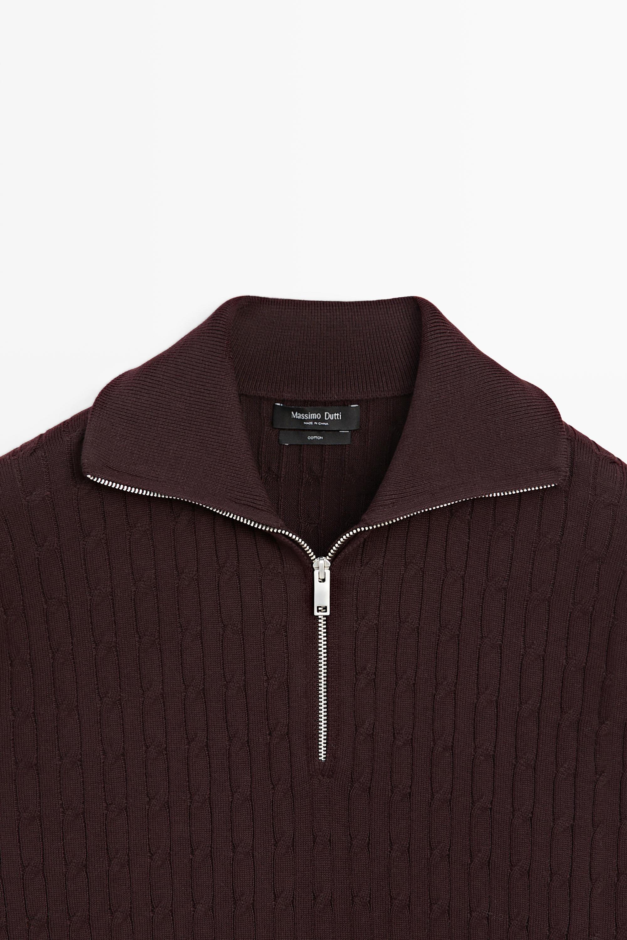 Mock neck knit zip sweater